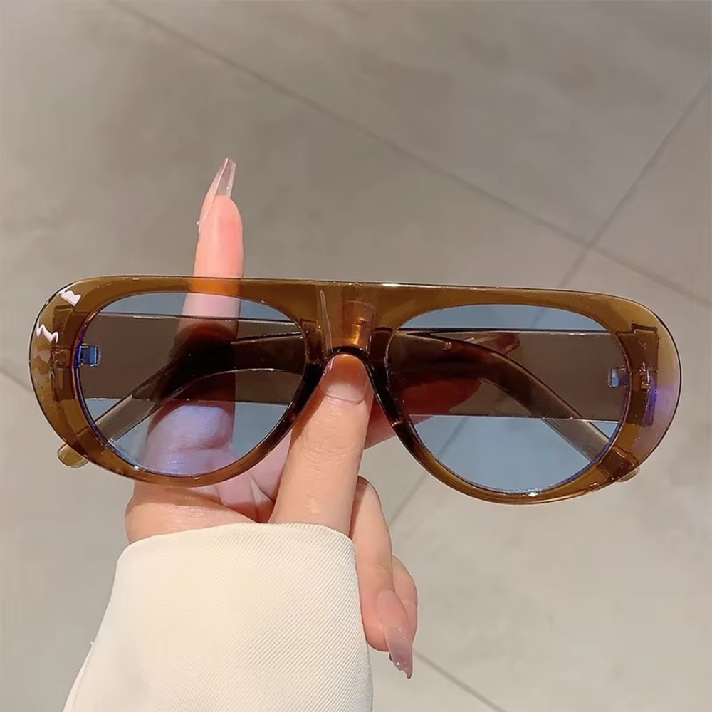 Translucent Brown Sunglasses with Blue Lenses! Excellent condition! - Picture 2 of 6